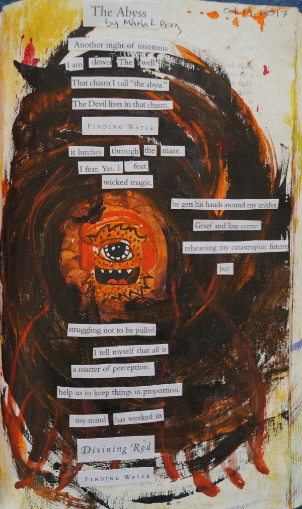 The Abyss - a cut out word poem using a page from The Artist's Way
